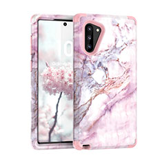 Silicone Matte Finish and Plastic Back Cover Case 360 Degrees for Samsung Galaxy Note 10 5G Rose Gold