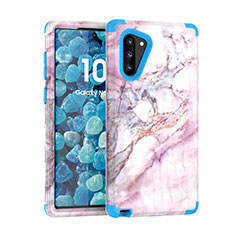 Silicone Matte Finish and Plastic Back Cover Case 360 Degrees for Samsung Galaxy Note 10 Blue