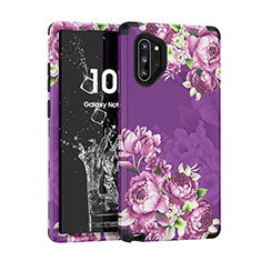 Silicone Matte Finish and Plastic Back Cover Case 360 Degrees for Samsung Galaxy Note 10 Plus 5G Purple