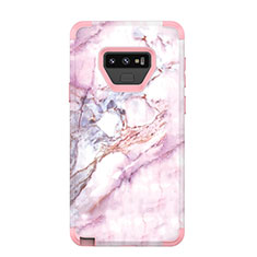 Silicone Matte Finish and Plastic Back Cover Case 360 Degrees for Samsung Galaxy Note 9 Rose Gold