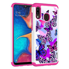 Silicone Matte Finish and Plastic Back Cover Case 360 Degrees JX1 for Samsung Galaxy A30 Purple