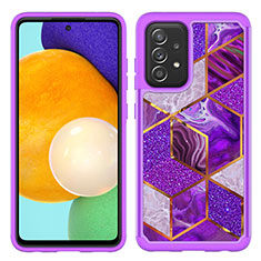 Silicone Matte Finish and Plastic Back Cover Case 360 Degrees JX1 for Samsung Galaxy A52 5G Purple