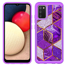 Silicone Matte Finish and Plastic Back Cover Case 360 Degrees JX1 for Samsung Galaxy M02s Purple