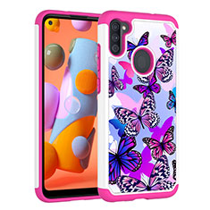 Silicone Matte Finish and Plastic Back Cover Case 360 Degrees JX1 for Samsung Galaxy M11 Purple