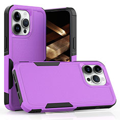 Silicone Matte Finish and Plastic Back Cover Case 360 Degrees MQ1 for Apple iPhone 13 Pro Purple