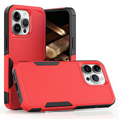 Silicone Matte Finish and Plastic Back Cover Case 360 Degrees MQ1 for Apple iPhone 13 Pro Red