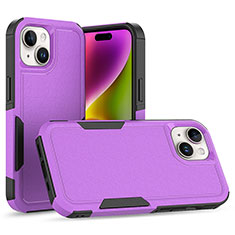 Silicone Matte Finish and Plastic Back Cover Case 360 Degrees MQ1 for Apple iPhone 13 Purple