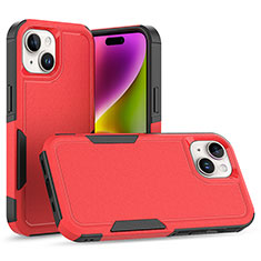 Silicone Matte Finish and Plastic Back Cover Case 360 Degrees MQ1 for Apple iPhone 13 Red