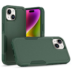 Silicone Matte Finish and Plastic Back Cover Case 360 Degrees MQ1 for Apple iPhone 15 Midnight Green