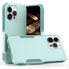 Silicone Matte Finish and Plastic Back Cover Case 360 Degrees MQ1 for Apple iPhone 15 Pro Cyan