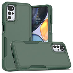 Silicone Matte Finish and Plastic Back Cover Case 360 Degrees MQ1 for Motorola Moto G22 Midnight Green