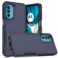 Silicone Matte Finish and Plastic Back Cover Case 360 Degrees MQ1 for Motorola MOTO G52 Blue