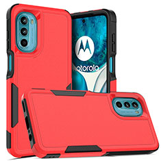 Silicone Matte Finish and Plastic Back Cover Case 360 Degrees MQ1 for Motorola Moto G82 5G Red