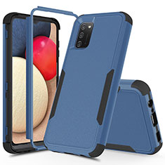 Silicone Matte Finish and Plastic Back Cover Case 360 Degrees MQ1 for Samsung Galaxy A02s Blue and Black
