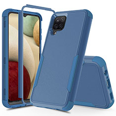 Silicone Matte Finish and Plastic Back Cover Case 360 Degrees MQ1 for Samsung Galaxy A12 Nacho Blue