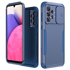 Silicone Matte Finish and Plastic Back Cover Case 360 Degrees MQ1 for Samsung Galaxy A33 5G Blue