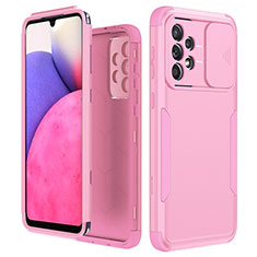 Silicone Matte Finish and Plastic Back Cover Case 360 Degrees MQ1 for Samsung Galaxy A33 5G Rose Gold