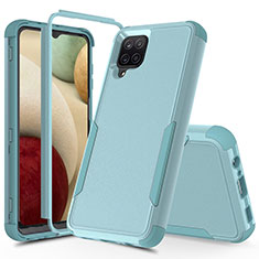 Silicone Matte Finish and Plastic Back Cover Case 360 Degrees MQ1 for Samsung Galaxy F12 Mint Blue