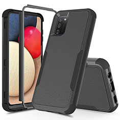Silicone Matte Finish and Plastic Back Cover Case 360 Degrees MQ1 for Samsung Galaxy M02s Black