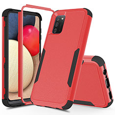Silicone Matte Finish and Plastic Back Cover Case 360 Degrees MQ1 for Samsung Galaxy M02s Red
