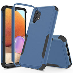 Silicone Matte Finish and Plastic Back Cover Case 360 Degrees MQ1 for Samsung Galaxy M32 5G Blue and Black