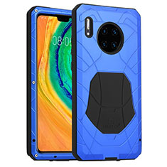 Silicone Matte Finish and Plastic Back Cover Case 360 Degrees R01 for Huawei Mate 30 Blue
