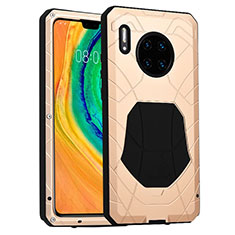 Silicone Matte Finish and Plastic Back Cover Case 360 Degrees R01 for Huawei Mate 30 Gold