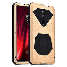 Silicone Matte Finish and Plastic Back Cover Case 360 Degrees R01 for Xiaomi Mi 9T Pro Gold