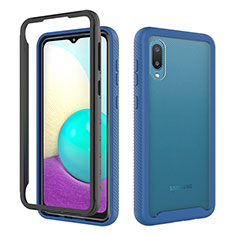 Silicone Matte Finish and Plastic Back Cover Case 360 Degrees U01 for Samsung Galaxy M02 Blue