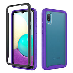 Silicone Matte Finish and Plastic Back Cover Case 360 Degrees U01 for Samsung Galaxy M02 Purple
