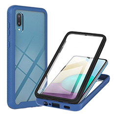 Silicone Matte Finish and Plastic Back Cover Case 360 Degrees U02 for Samsung Galaxy M02 Blue