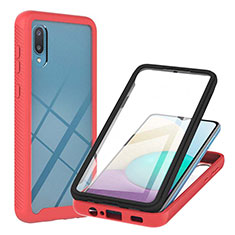 Silicone Matte Finish and Plastic Back Cover Case 360 Degrees U02 for Samsung Galaxy M02 Red