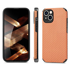 Silicone Matte Finish and Plastic Back Cover Case 360 Degrees U04 for Apple iPhone 15 Orange