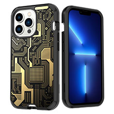 Silicone Matte Finish and Plastic Back Cover Case 360 Degrees YJ1 for Apple iPhone 13 Pro Black