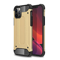 Silicone Matte Finish and Plastic Back Cover Case for Apple iPhone 12 Pro Gold