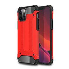 Silicone Matte Finish and Plastic Back Cover Case for Apple iPhone 12 Pro Max Red
