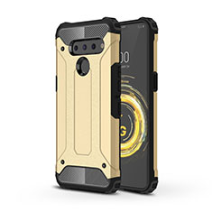 Silicone Matte Finish and Plastic Back Cover Case for LG V50 ThinQ 5G Gold