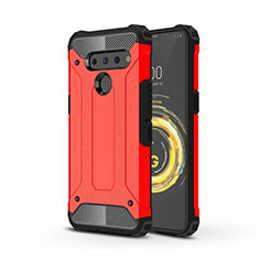 Silicone Matte Finish and Plastic Back Cover Case for LG V50 ThinQ 5G Red