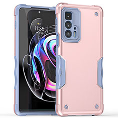 Silicone Matte Finish and Plastic Back Cover Case for Motorola Moto Edge 20 Pro 5G Pink