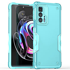 Silicone Matte Finish and Plastic Back Cover Case for Motorola Moto Edge S Pro 5G Cyan