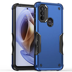 Silicone Matte Finish and Plastic Back Cover Case for Motorola Moto G41 Blue