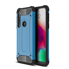 Silicone Matte Finish and Plastic Back Cover Case for Motorola Moto G8 Play Sky Blue