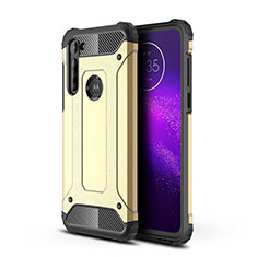 Silicone Matte Finish and Plastic Back Cover Case for Motorola Moto G8 Power Gold