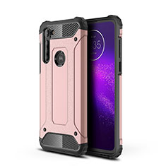 Silicone Matte Finish and Plastic Back Cover Case for Motorola Moto G8 Power Rose Gold