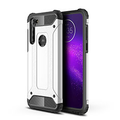 Silicone Matte Finish and Plastic Back Cover Case for Motorola Moto G8 Power Silver
