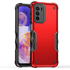 Silicone Matte Finish and Plastic Back Cover Case for Motorola Moto G82 5G Red