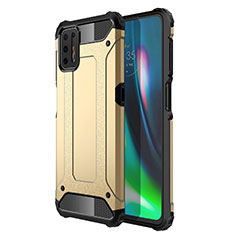 Silicone Matte Finish and Plastic Back Cover Case for Motorola Moto G9 Plus Gold