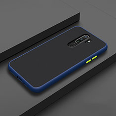Silicone Matte Finish and Plastic Back Cover Case for Oppo A11 Blue