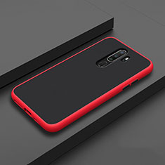 Silicone Matte Finish and Plastic Back Cover Case for Oppo A11 Red