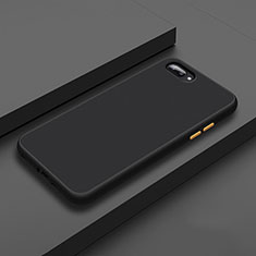 Silicone Matte Finish and Plastic Back Cover Case for Oppo A12e Black